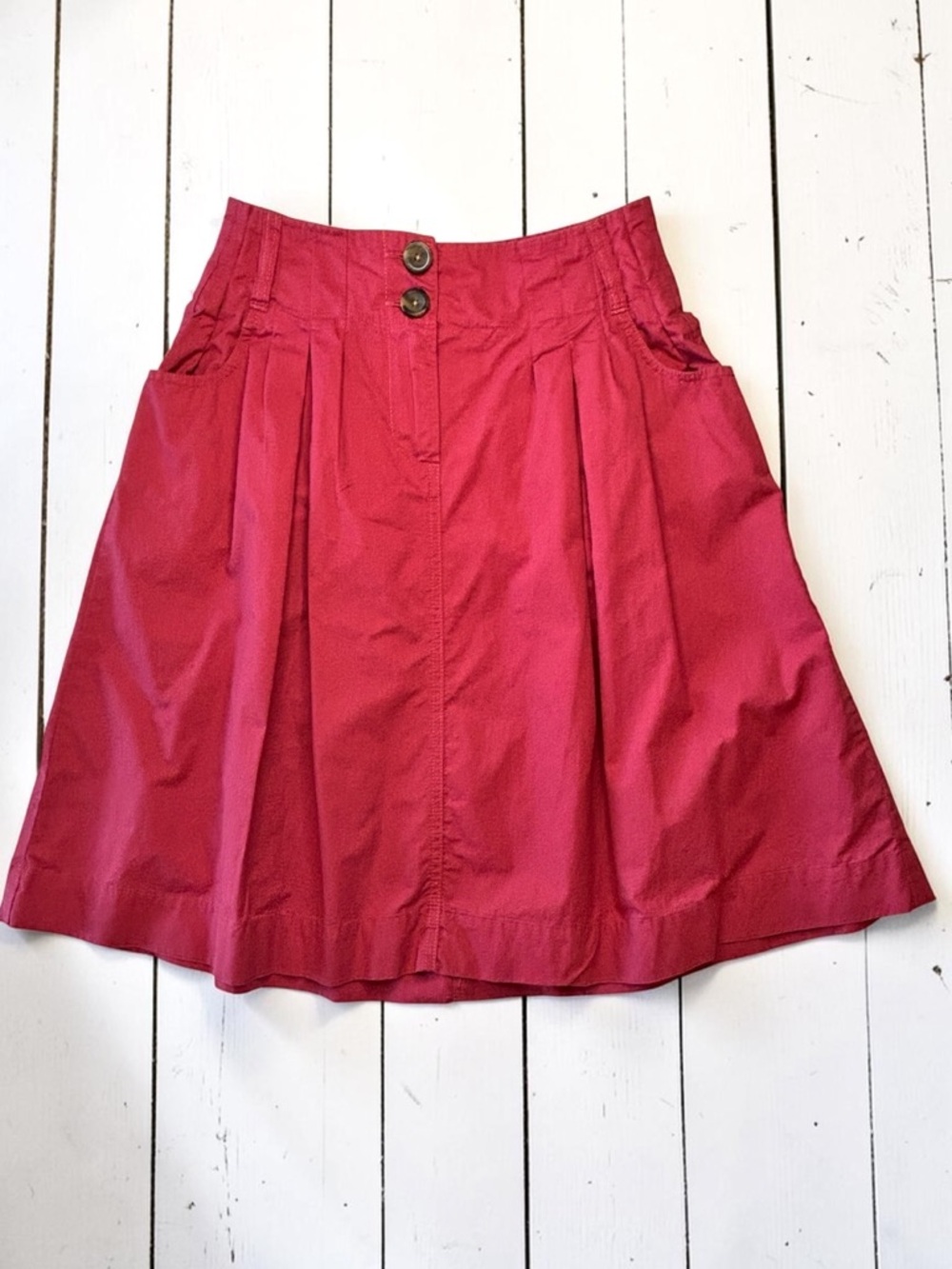 Merona Coral Pink Pleated A-Line Skirt Cotton Knee Length Size 6